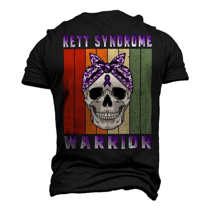 Rett Syndrome Warrior  Skull Women Vintage  Purple Ribbon  Rett Syndrome  Rett Syndrome Awareness Men's 3D Print Graphic Crewneck Short Sleeve T-shirt