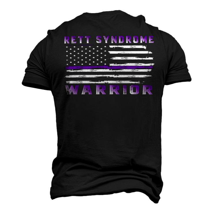 Rett Syndrome Warrior Usa Flag  United States Flag  Purple Ribbon  Rett Syndrome  Rett Syndrome Awareness Men's 3D Print Graphic Crewneck Short Sleeve T-shirt