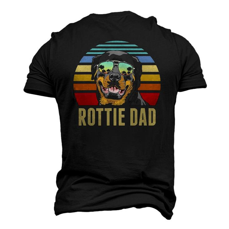 Rottie Dad Rottweiler Dog Vintage Retro Sunset Beach Vibe Men's 3D T-Shirt Back Print