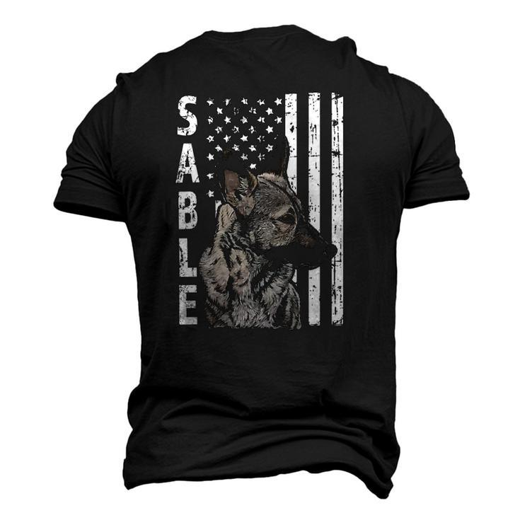 Sable German Shepherd Dog American Flag Patriotic Men's 3D T-Shirt Back Print