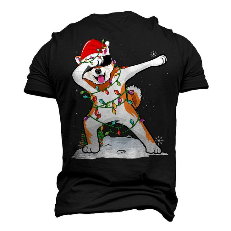 Santa Dabbing Akita Inu Christmas Lights Xmas T-Shirt Men's 3D T-shirt Back Print