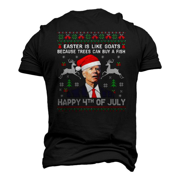 Santa Joe Biden Happy 4Th Of July Ugly Christmas Men Men's 3D T-Shirt Back Print