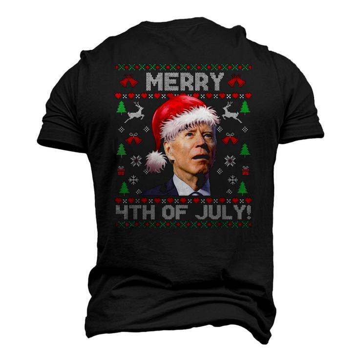 Santa Joe Biden Merry 4Th Of July Ugly Christmas Men's 3D T-Shirt Back Print