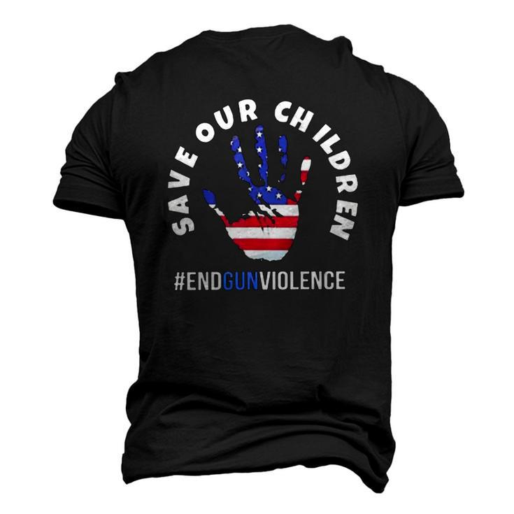 Save Our Children End Gun Violence American Flag Handprint Men's 3D T-Shirt Back Print