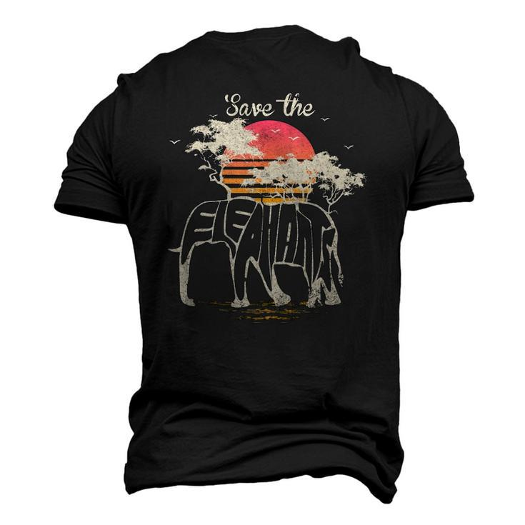 Save The Elephants Retro Elephant Men's 3D T-Shirt Back Print