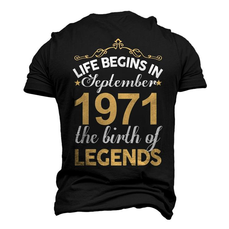 September 1971 Birthday Life Begins In September 1971 V2 Men's 3D T-shirt Back Print