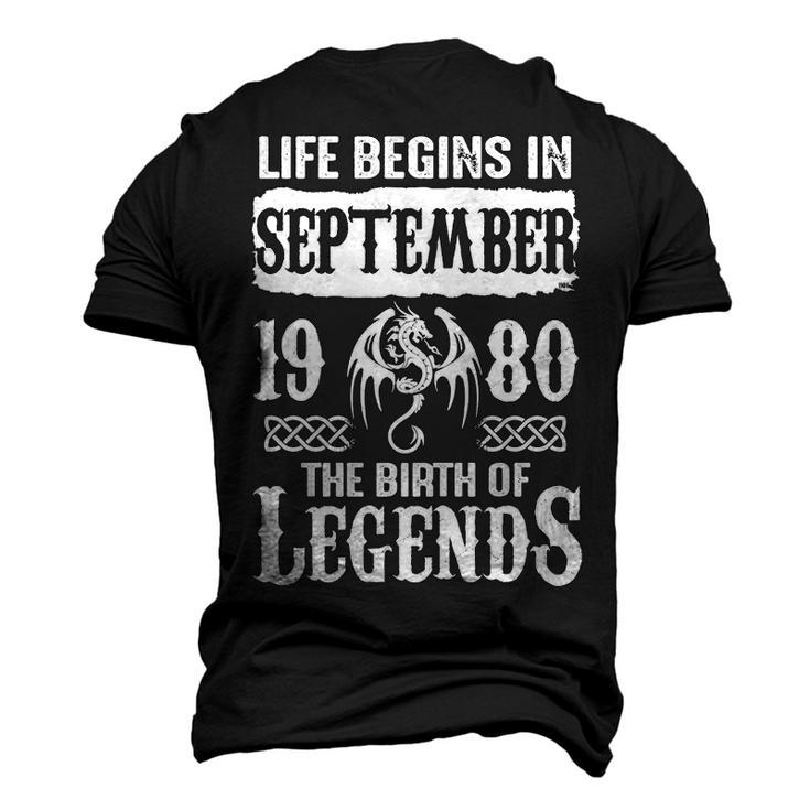 September 1980 Birthday Life Begins In September 1980 Men's 3D T-shirt Back Print