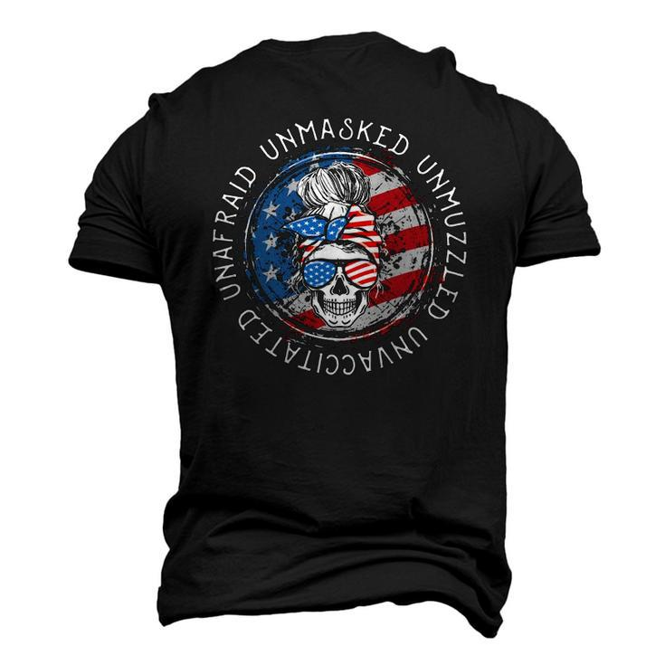 Skull Unafraid Unmasked Unmuzzled Unvaccinated 4Th Of July Men's 3D T-Shirt Back Print