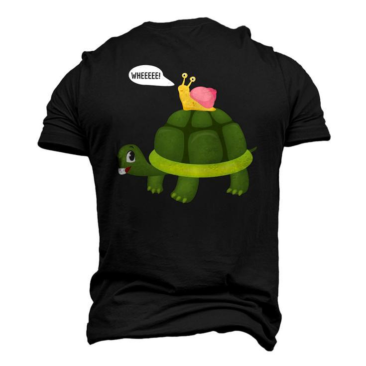 Snail Riding Turtle Men's 3D T-Shirt Back Print