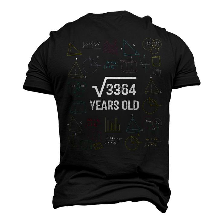 Square Root Of 3364 Cool Fifty Eight Years Old 58Th Birthday Men's 3D T-shirt Back Print