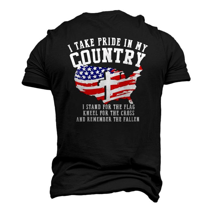 Womens Stand For The Flag Kneel For The Cross Patriotic 4Th Of July V-Neck Men's 3D T-Shirt Back Print