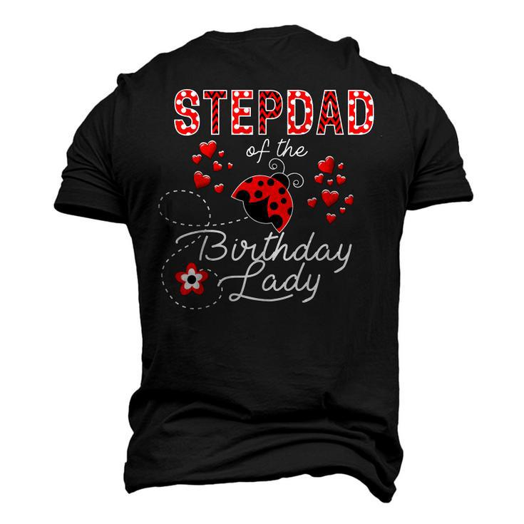 Mens Stepdad Of The Birthday Lady Ladybug Birthday Hearts Men's 3D T-shirt Back Print