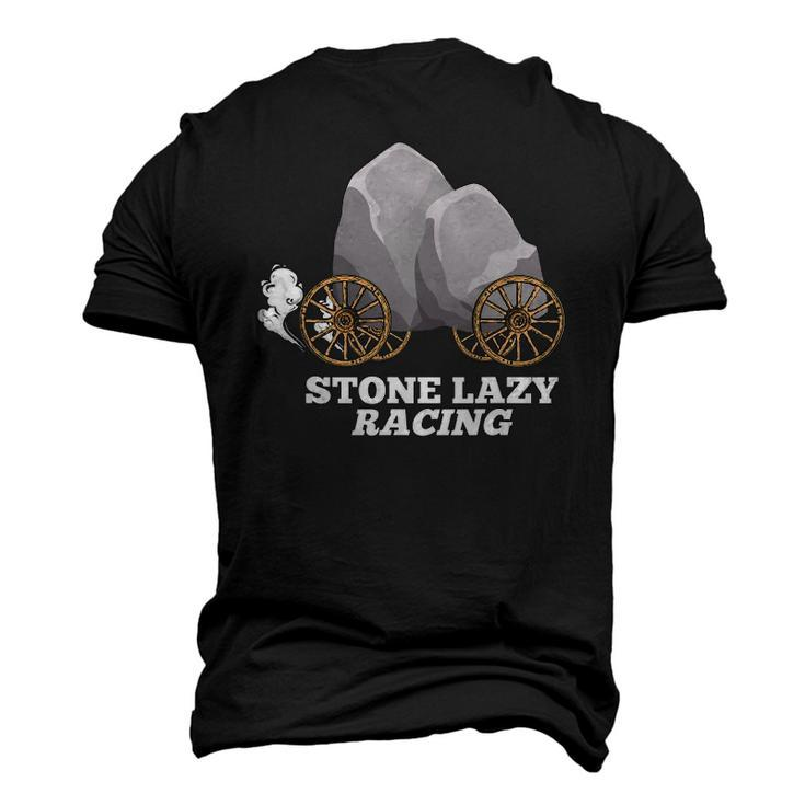 Stone Lazy Racing Rocks On Wooden Wheels Men's 3D T-Shirt Back Print