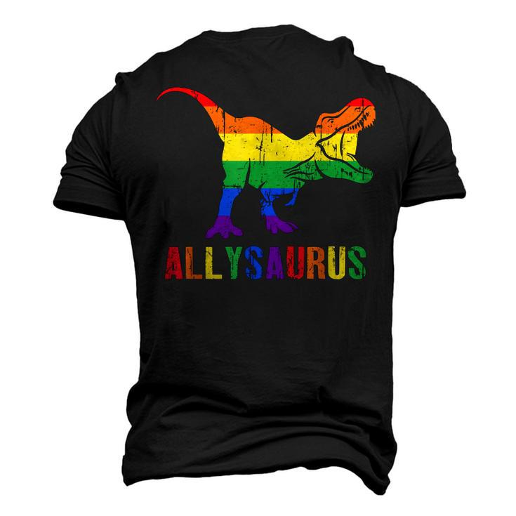 T Rex Dinosaur Lgbt Gay Pride Flag Allysaurus Ally Men's 3D T-Shirt Back Print