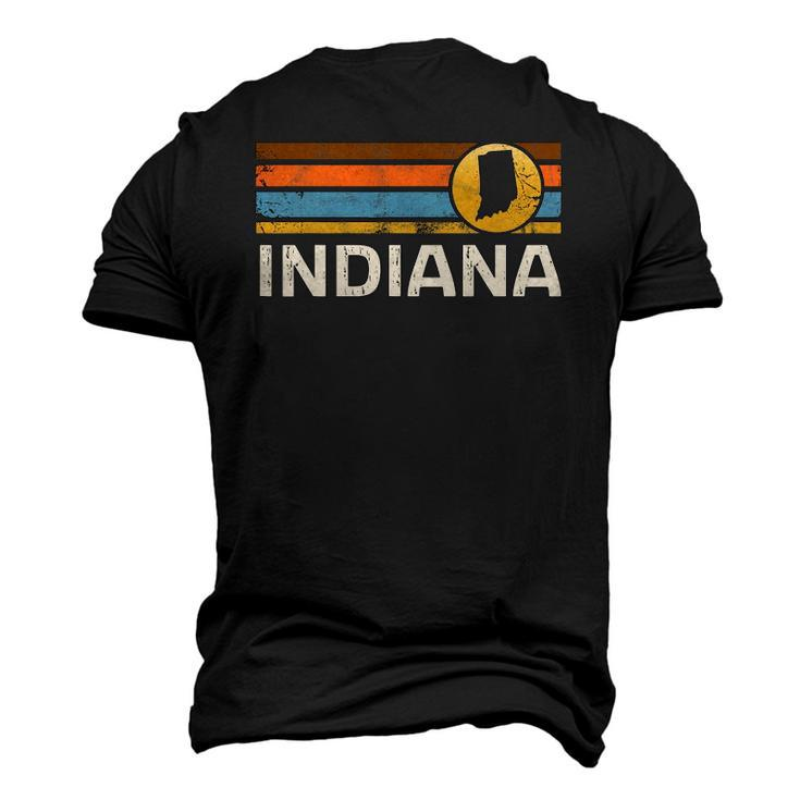 Graphic Tee Indiana Us State Map Vintage Retro Stripes Men's 3D T-Shirt Back Print