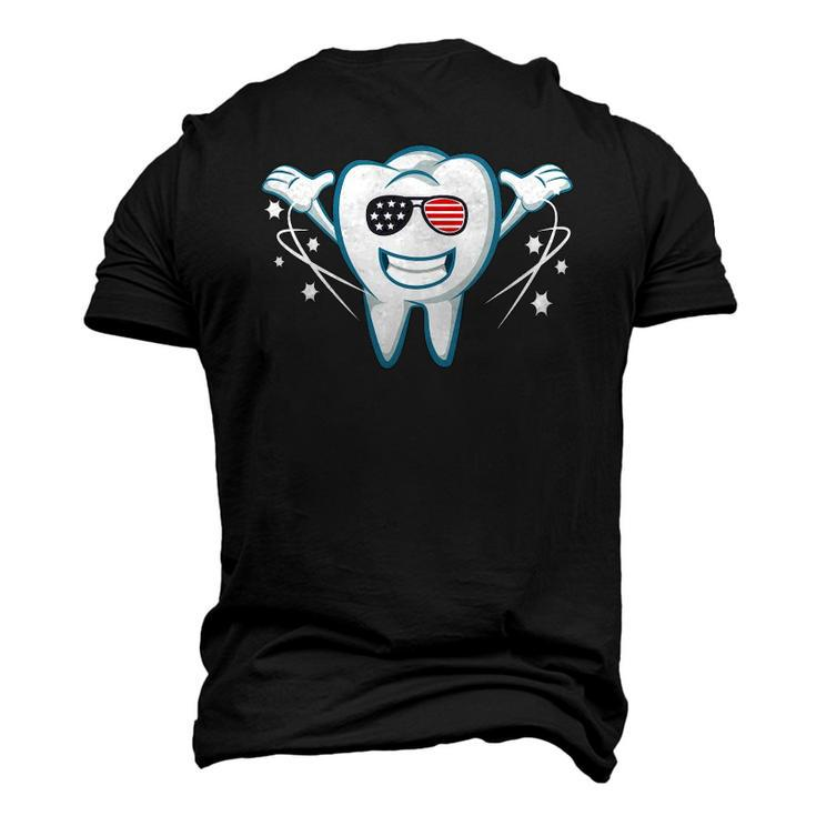 Tooth With Sunglasses Flag Usa Dentist 4Th July Men's 3D T-Shirt Back Print