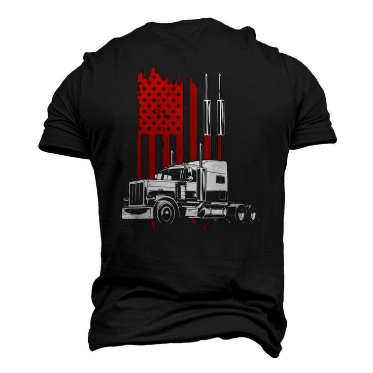 Mens Trucker American Flag Patriotic Truck Driver 4Th Of July Men's 3D T-Shirt Back Print