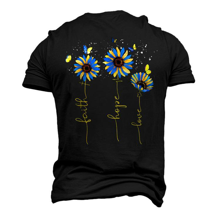 Ukraine Flag Sunflower Vintage Faith Cross Hope Love Men's 3D T-shirt Back Print