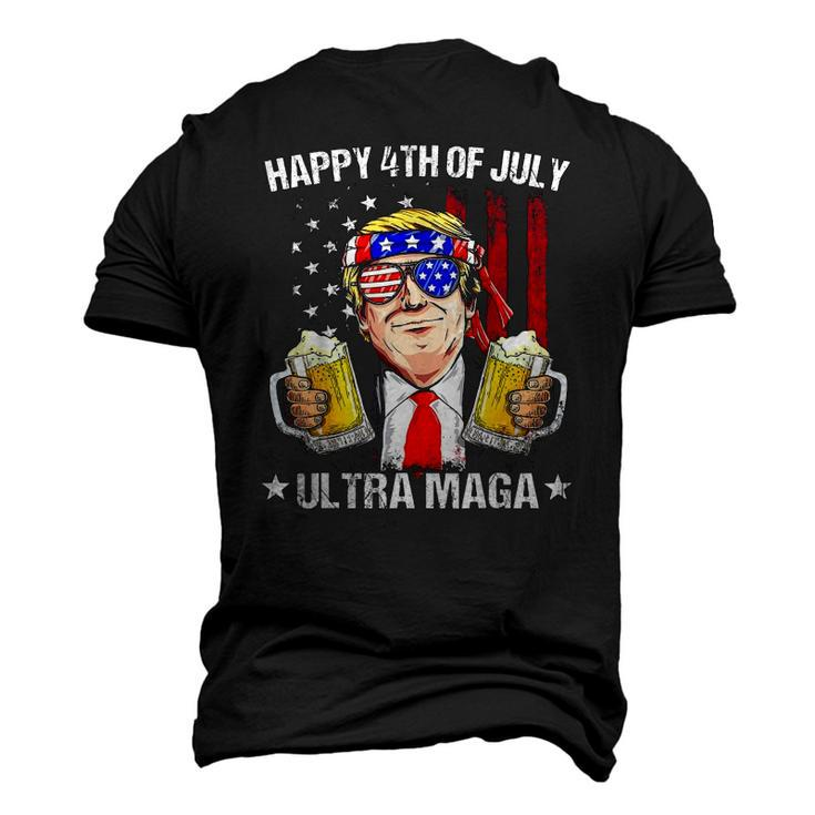 Ultra Maga Proud Pro Trump Happy 4Th Of July American Flag Men's 3D T-Shirt Back Print