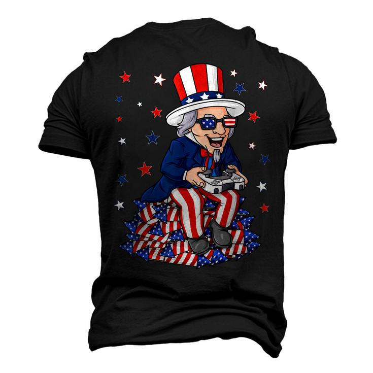 Uncle Sam Game Controller 4Th Of July Boys Kids Ns Gamer Men's 3D T-shirt Back Print