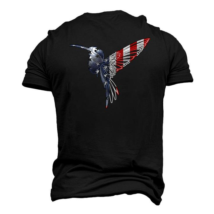 Womens Usa American Flag Dot Art Cute Bird Hummingbird 4Th Of July V Neck Men's 3D T-Shirt Back Print