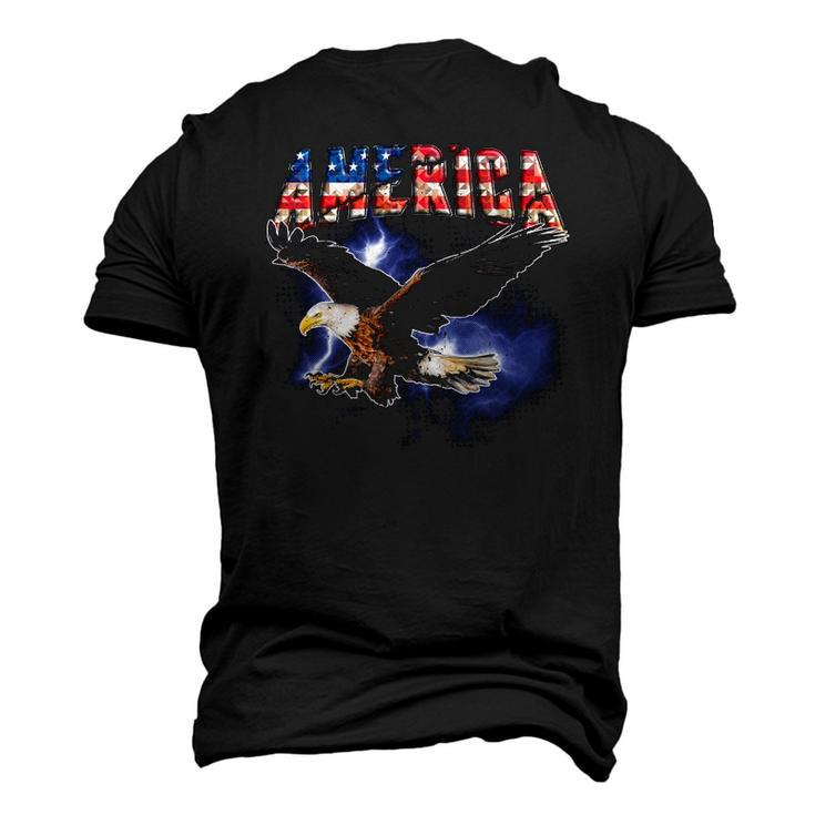 Usa Flag America Font Eagle Flashes For Men And Women Men's 3D T-Shirt Back Print