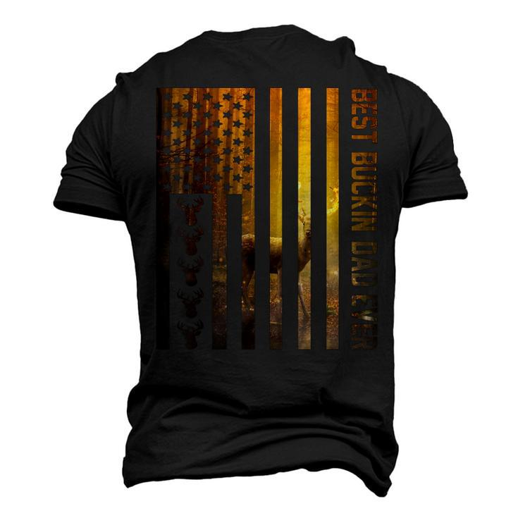 Mens Usa Flag Best Buckin Dad Ever Deer Hunting 4Th Of July Men's 3D T-shirt Back Print