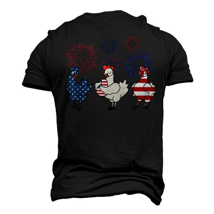 Usa Flag Chicken Fireworks Patriotic 4Th Of July Men's 3D T-Shirt Back Print