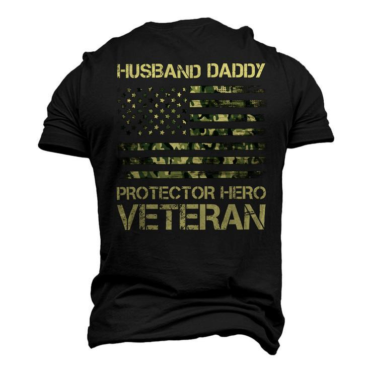 Veteran Husband Daddy Protector Hero Veteran American Flag Vintage Dad 2 Navy Soldier Army Military Men's 3D Print Graphic Crewneck Short Sleeve T-shirt