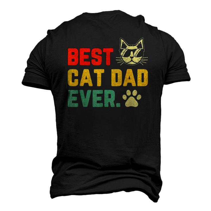 Vintage Best Cat Dad Ever Cat With Sunglasses Fathers Day Men's 3D T-Shirt Back Print