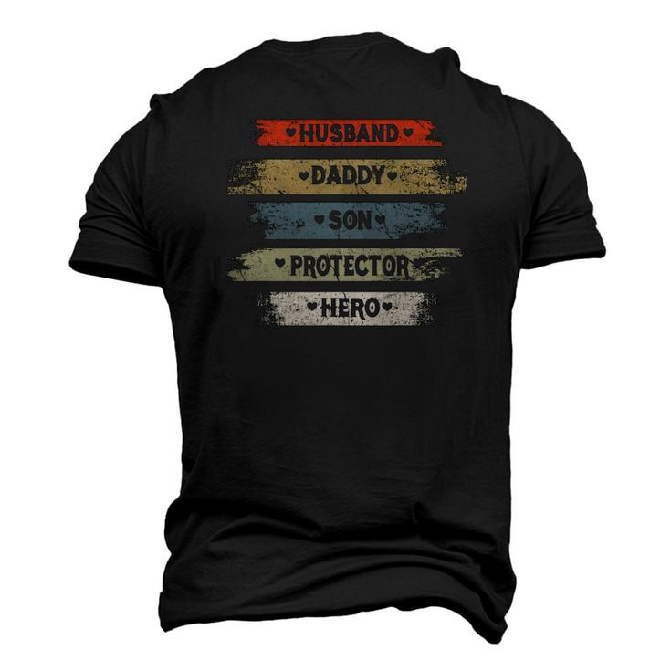 Vintage Husband Daddy Son Protector Hero Fathers Day Men's 3D T-Shirt Back Print