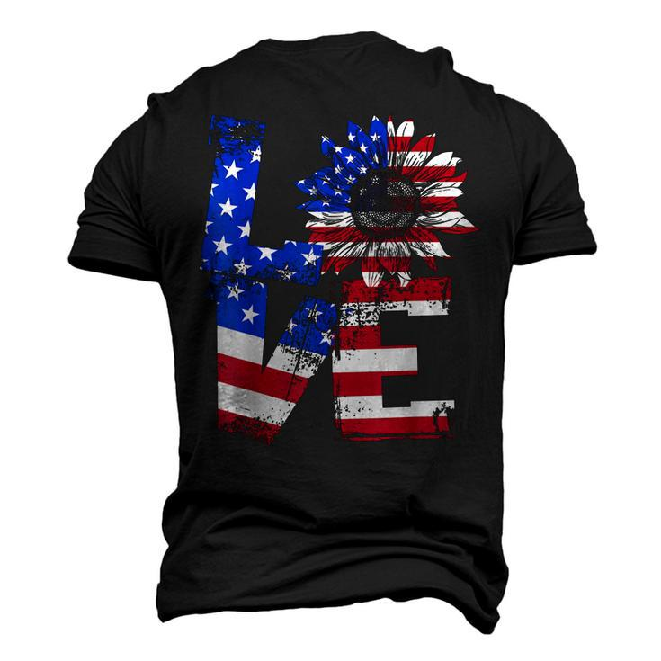 Vintage Love Sunflower Patriotic American Flag 4Th Of July Men's 3D T-shirt Back Print