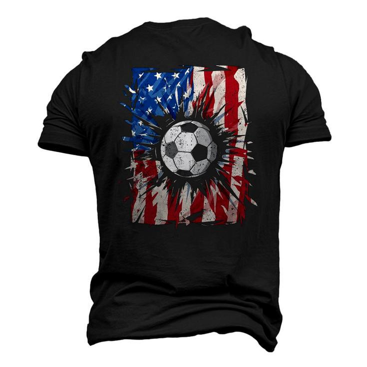 Vintage Soccer 4Th Of July Men Usa American Flag Boys Men's 3D T-Shirt Back Print