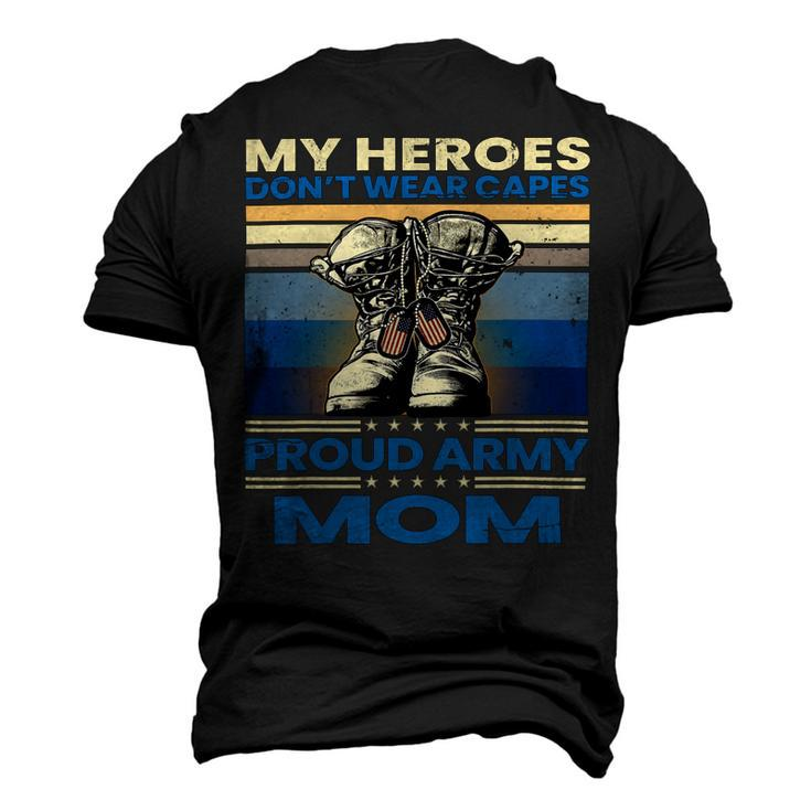Vintage Veteran Mom My Heroes Dont Wear Capes Army Boots T-Shirt Men's 3D Print Graphic Crewneck Short Sleeve T-shirt