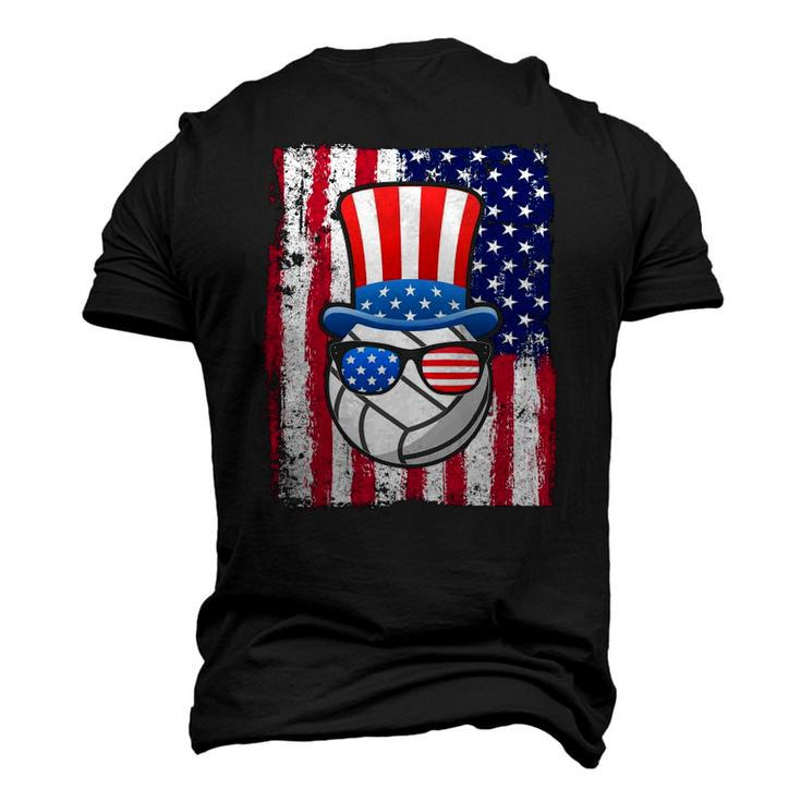 Volleyball Ball American Flag 4Th Of July Men's 3D T-Shirt Back Print