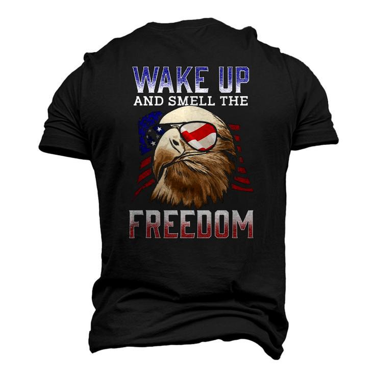 Wake Up And Smell The Freedom Murica American Flag Eagle Men's 3D T-Shirt Back Print