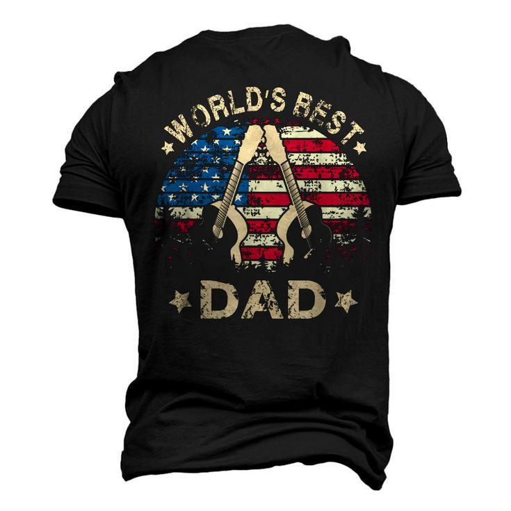 Mens Worlds Best Guitar Dad T 4Th Of July American Flag Men's 3D T-shirt Back Print