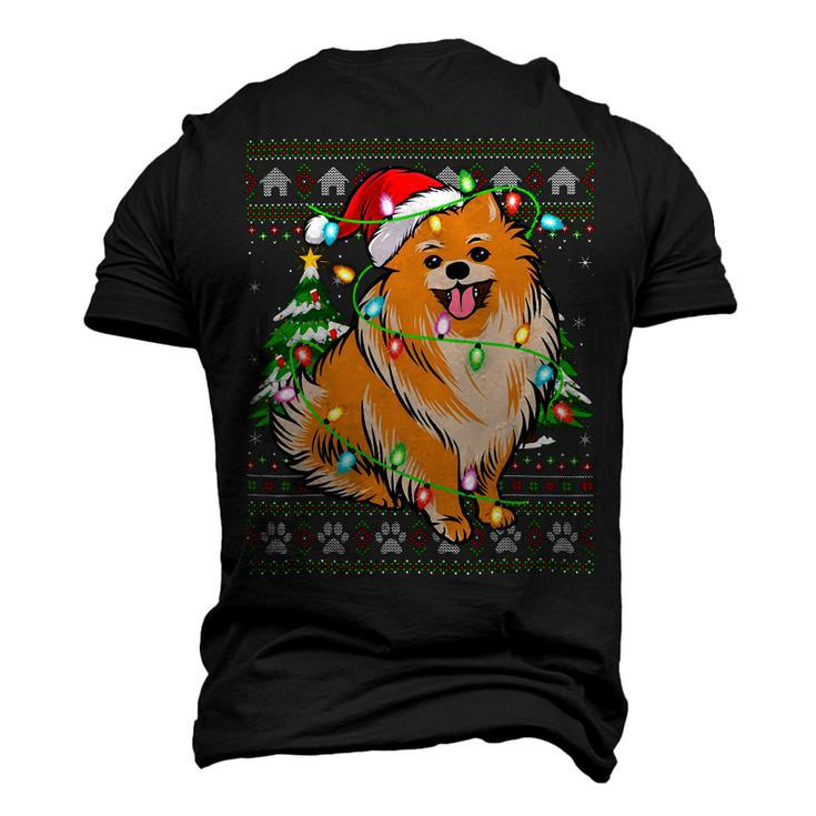 Xmas Lighting Ugly Santa Pomeranian Christmas T-Shirt Men's 3D T-shirt Back Print