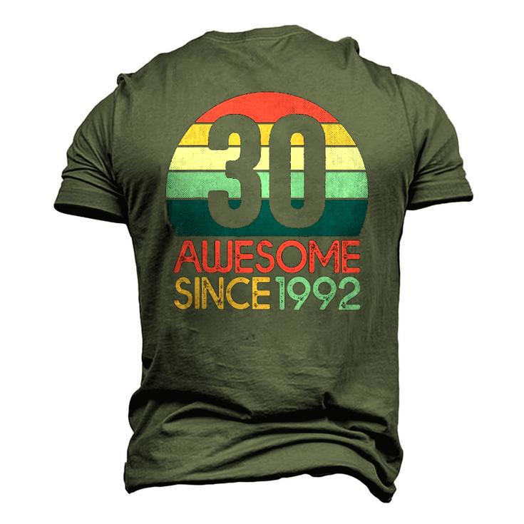 30Th Birthday Vintage Retro 30 Years Old Awesome Since 1992 Men's 3D T-Shirt Back Print