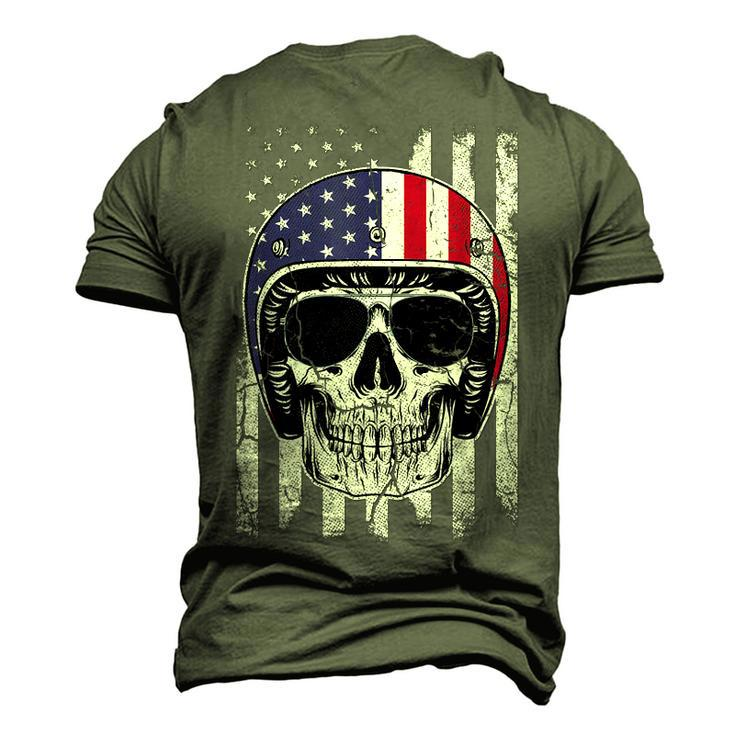 4Th Of July American Flag Skull MotorcycleMen Dad Men's 3D T-shirt Back Print