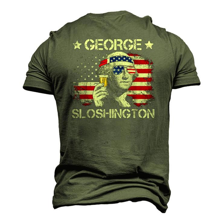 4Th Of July Merica George Sloshington Beer Drinking Usa Flag Men's 3D T-Shirt Back Print