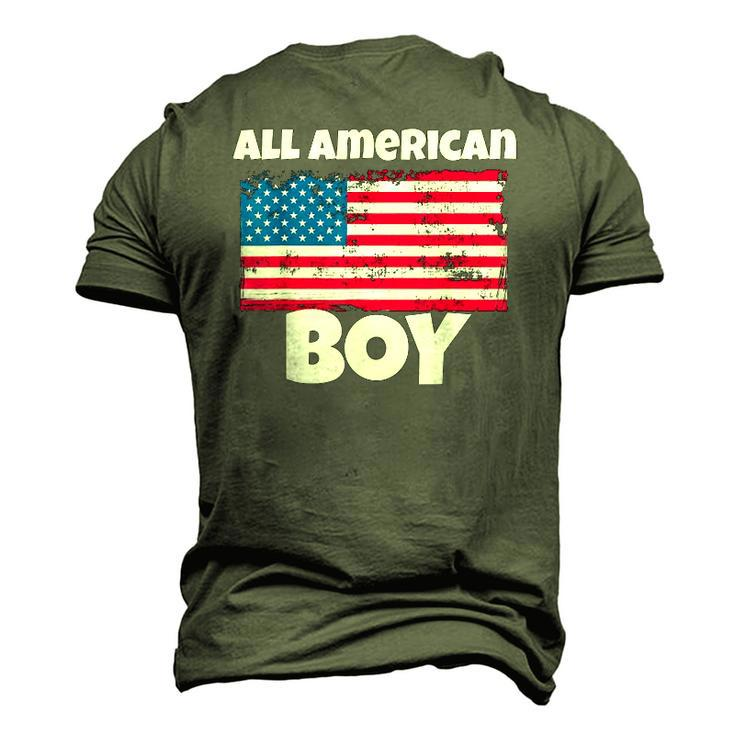 All American Boy Usa Flag Distressed 4Th Of July Men's 3D T-Shirt Back Print