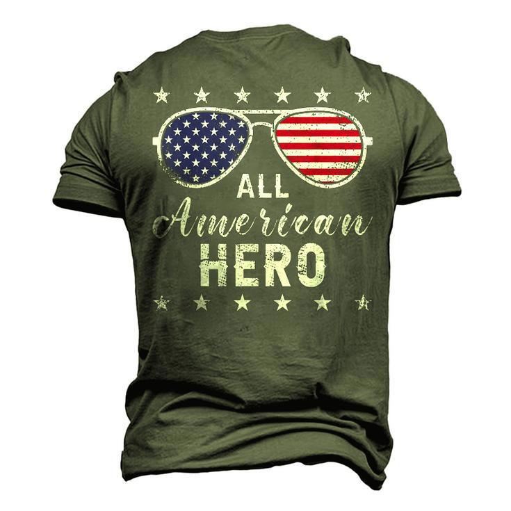 All American Hero Dad 4Th Of July Sunglasses Fathers Day Men's 3D T-shirt Back Print