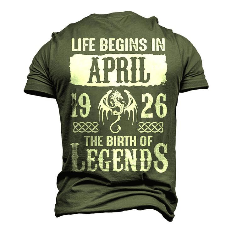 April 1926 Birthday Life Begins In April 1926 Men's 3D T-shirt Back Print