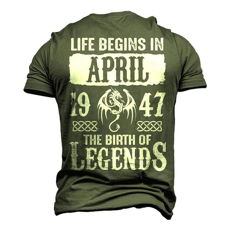 April 1947 Birthday Life Begins In April 1947 Men's 3D T-shirt Back Print