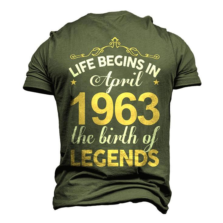 April 1963 Birthday Life Begins In April 1963 V2 Men's 3D T-shirt Back Print
