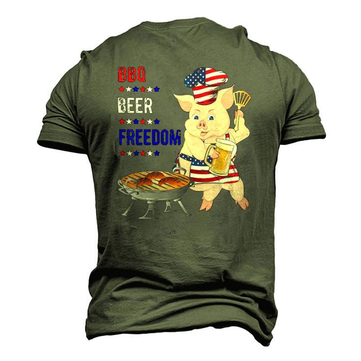 Bbq Beer Freedom Pig American Flag Men's 3D T-Shirt Back Print