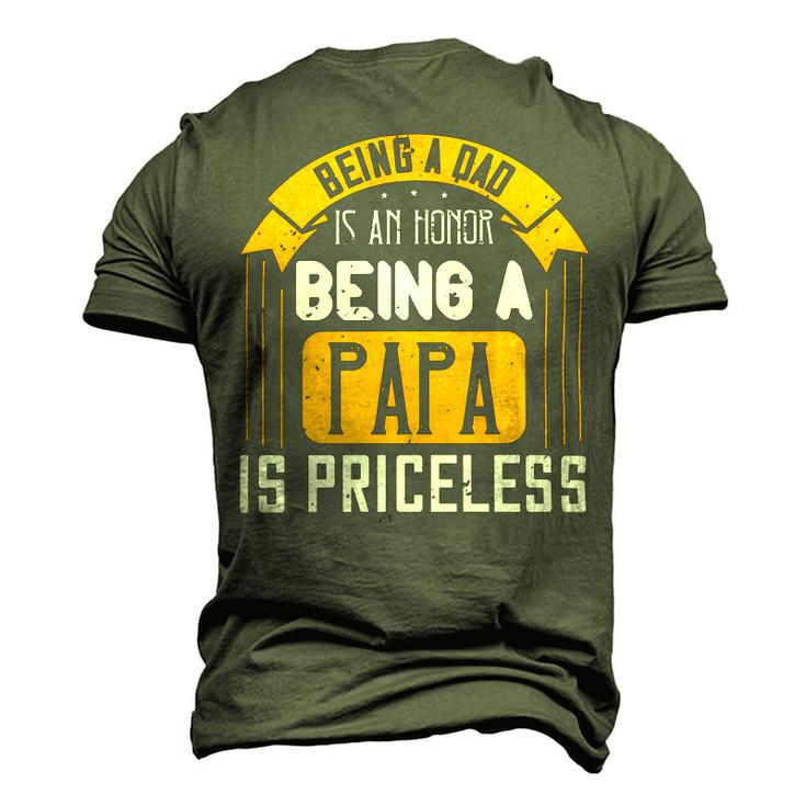 Being A Dad Is An Honor Being A Papa Is Priceless Papa T-Shirt Fathers Day Gift Men's 3D Print Graphic Crewneck Short Sleeve T-shirt
