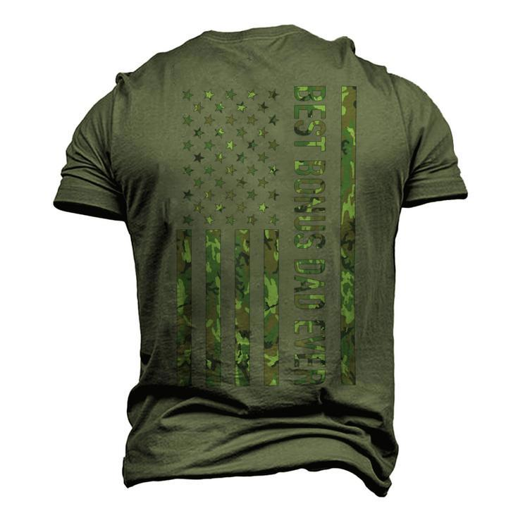 Best Bonus Dad Ever Us American Military Camouflage Flag Men's 3D Print Graphic Crewneck Short Sleeve T-shirt