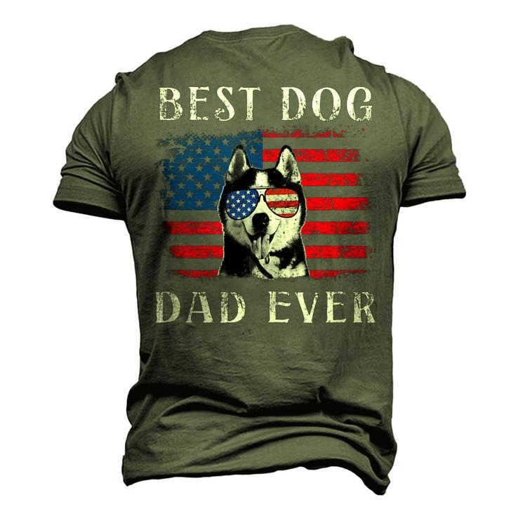 Mens Best Dog Dad Ever Husky American Flag 4Th Of July Men's 3D T-shirt Back Print